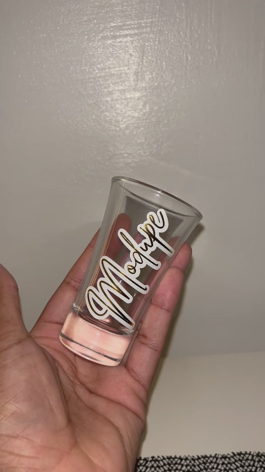 Personalised Shot Glass – Custom Vinyl Text or Logo Design