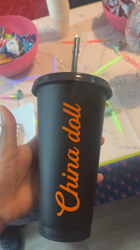 Custom Cold Cup with Lid & Straw – Personalised Reusable Tumbler